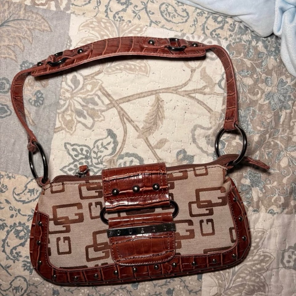 Guess Brown and Tan Mini Bag